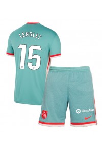 Fotbalové Dres Atletico Madrid Clement Lenglet #15 Dětské Venkovní Oblečení 2024-25 Krátký Rukáv (+ trenýrky)